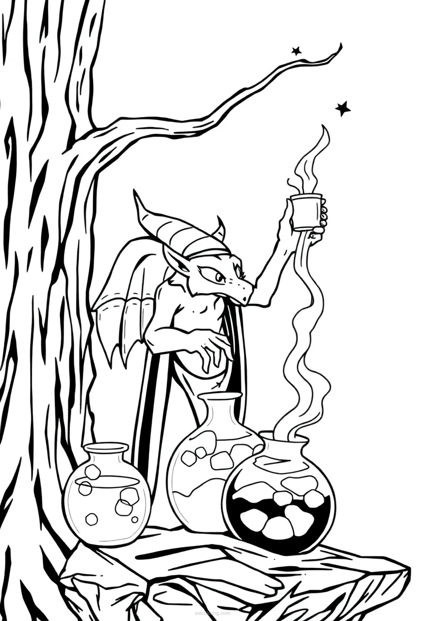 Magic Potions Detailed coloring page for kids
