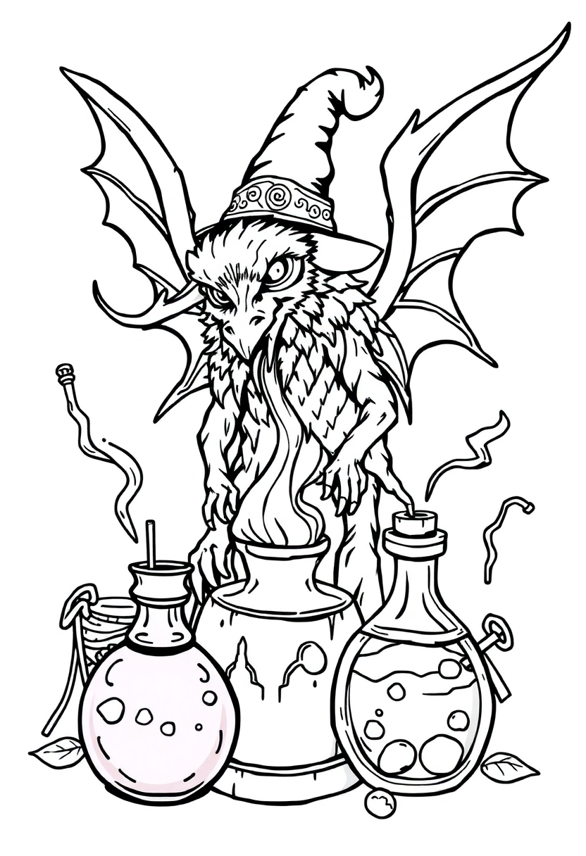 Magic Potions coloring page, free printable