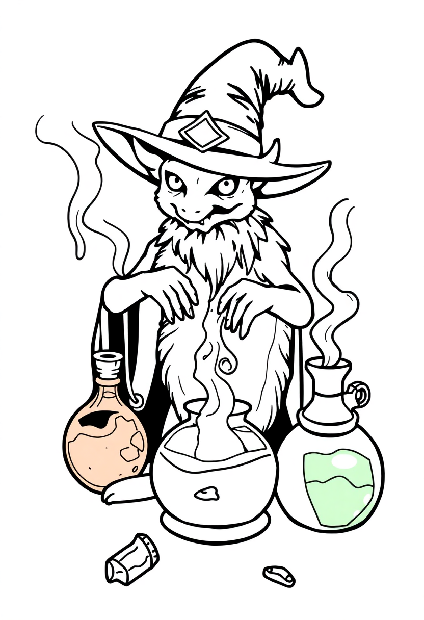 Magic Potions coloring page, free printable