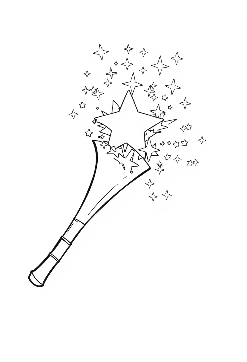 Magic Wand with Sparkles coloring page for kids
