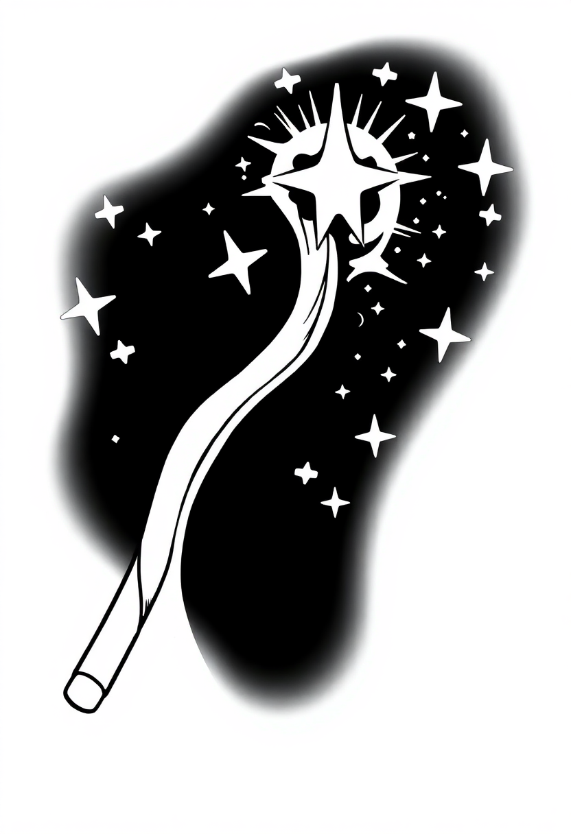 Magic Wand with Sparkles coloring page for kids