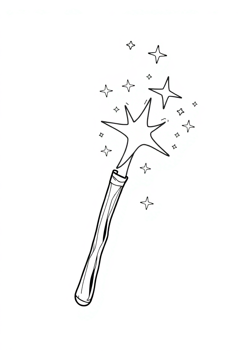 Magic Wand with Sparkles coloring page for kids