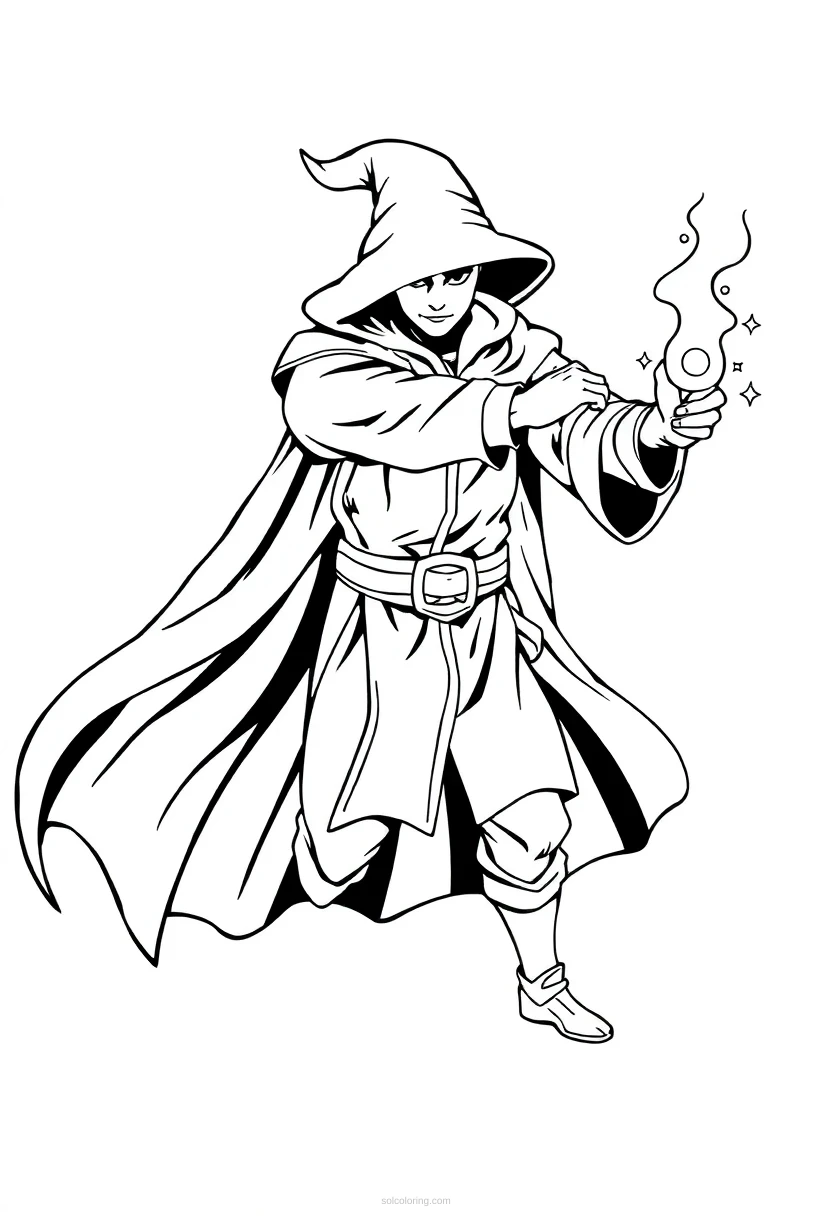 Magic Wielding Sorcerer Hero coloring pages