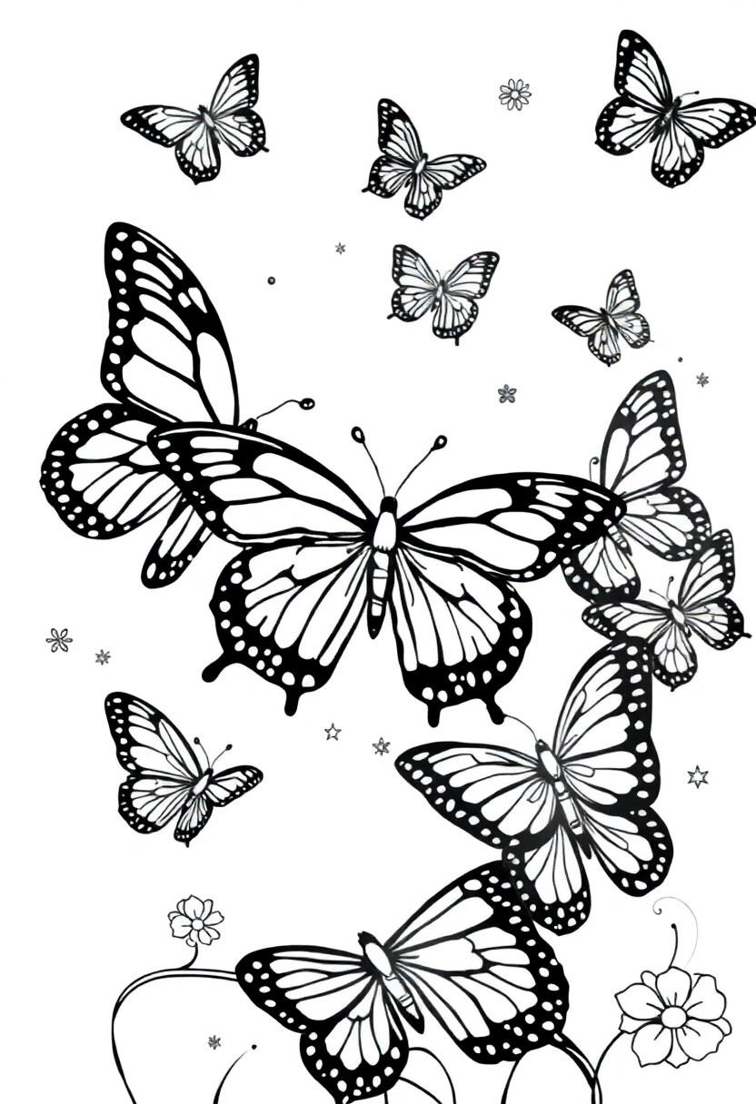 Magical Butterflies coloring page for kids