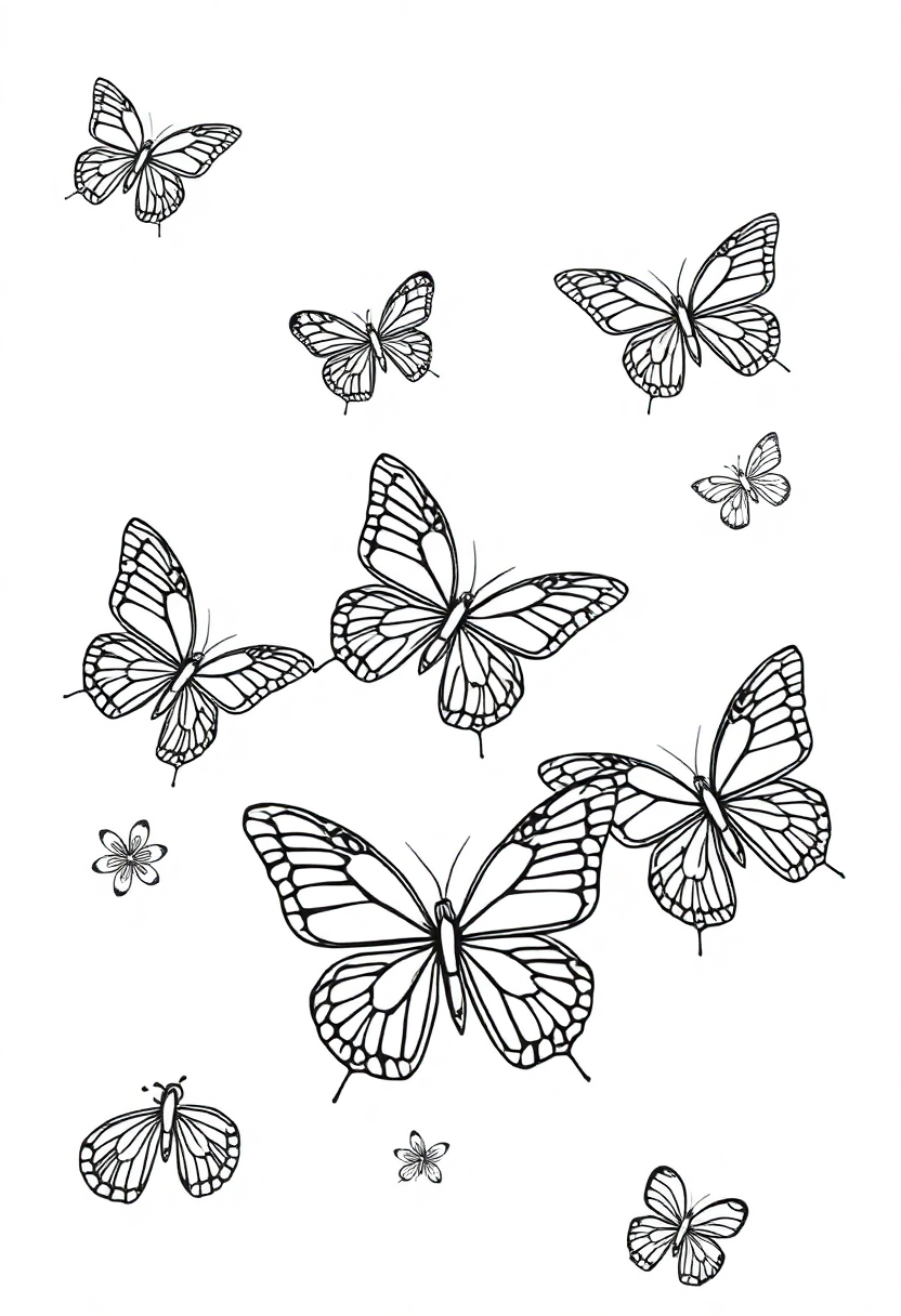 Magical Butterflies coloring page for kids