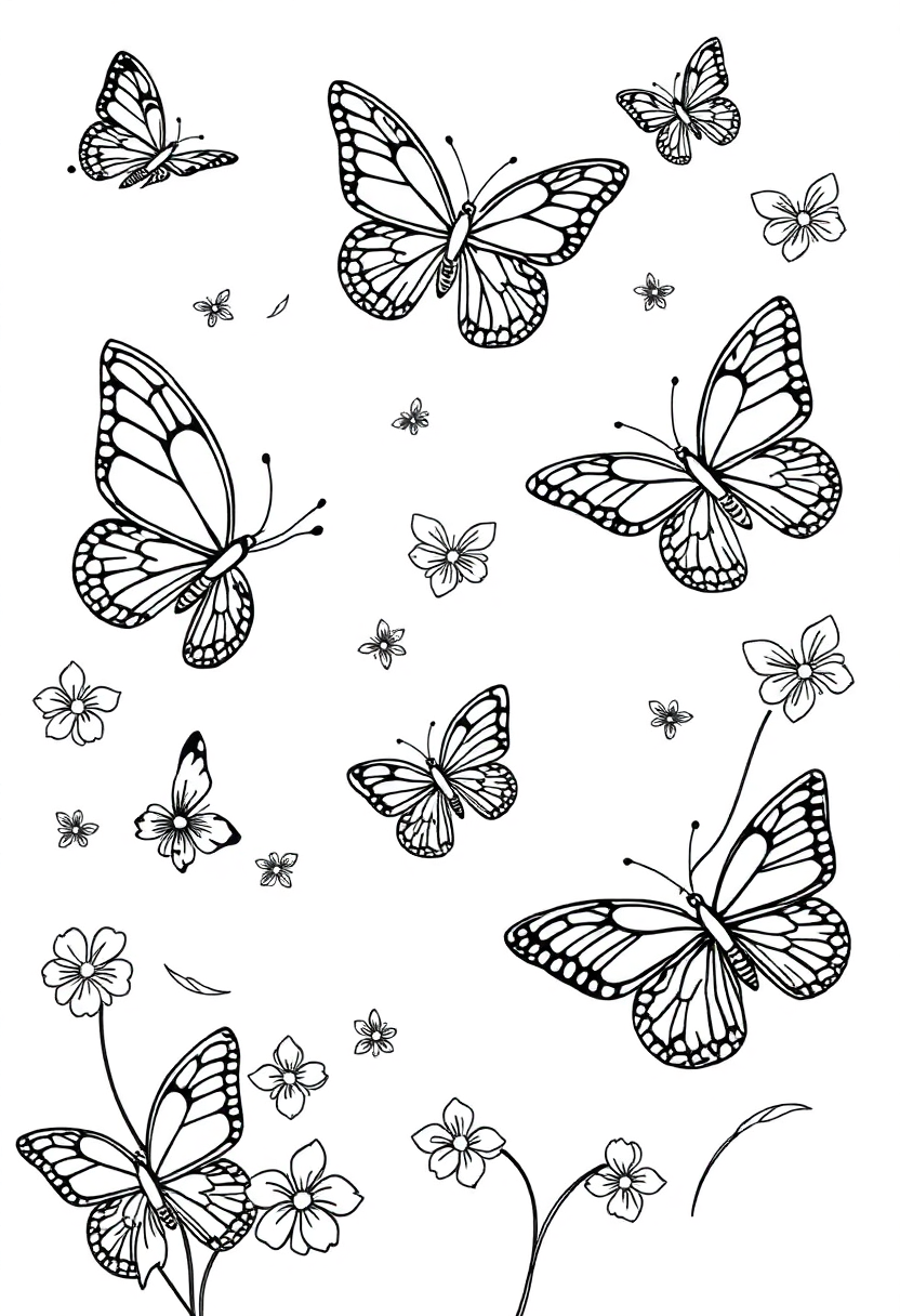 Magical Butterflies coloring page for kids