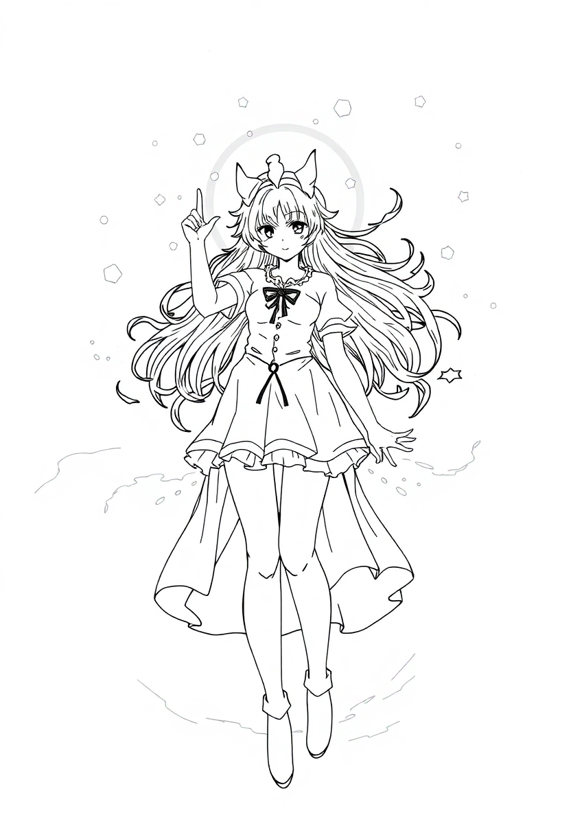 Magical Girl Transformation Scene coloring page, free printable