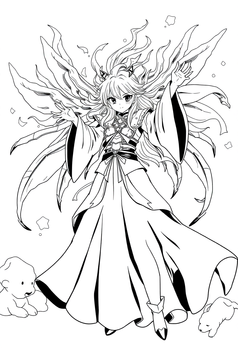 Magical Girl Transformation Scene coloring page, free printable