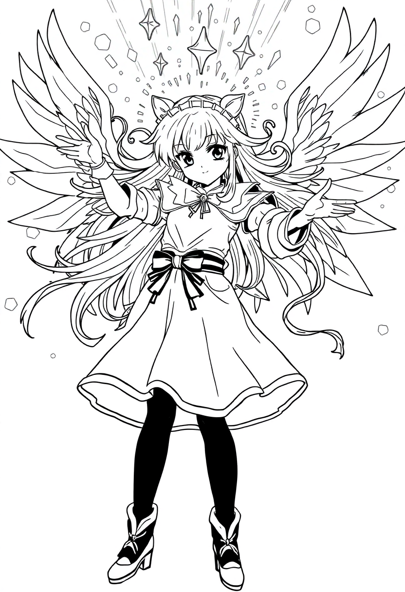 Magical Girl Transformation Scene coloring page, free printable