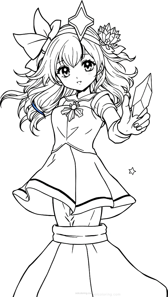 Magical Girl With Crystal Powers coloring pages