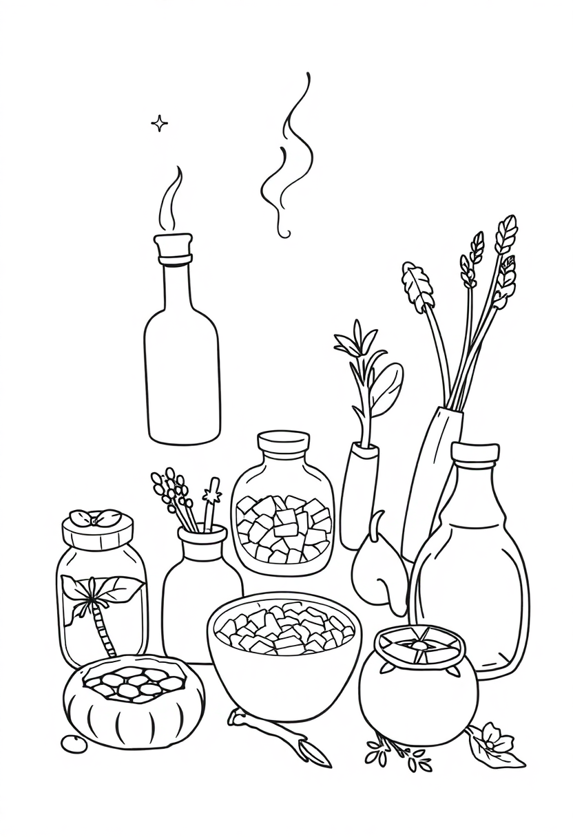 Magical Ingredients Collection coloring page for kids