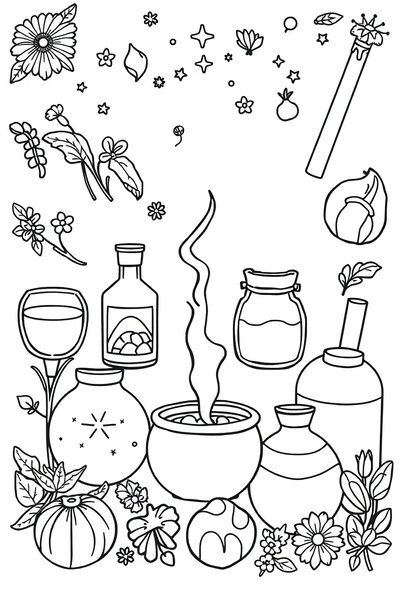 Magical Ingredients Collection coloring page for kids