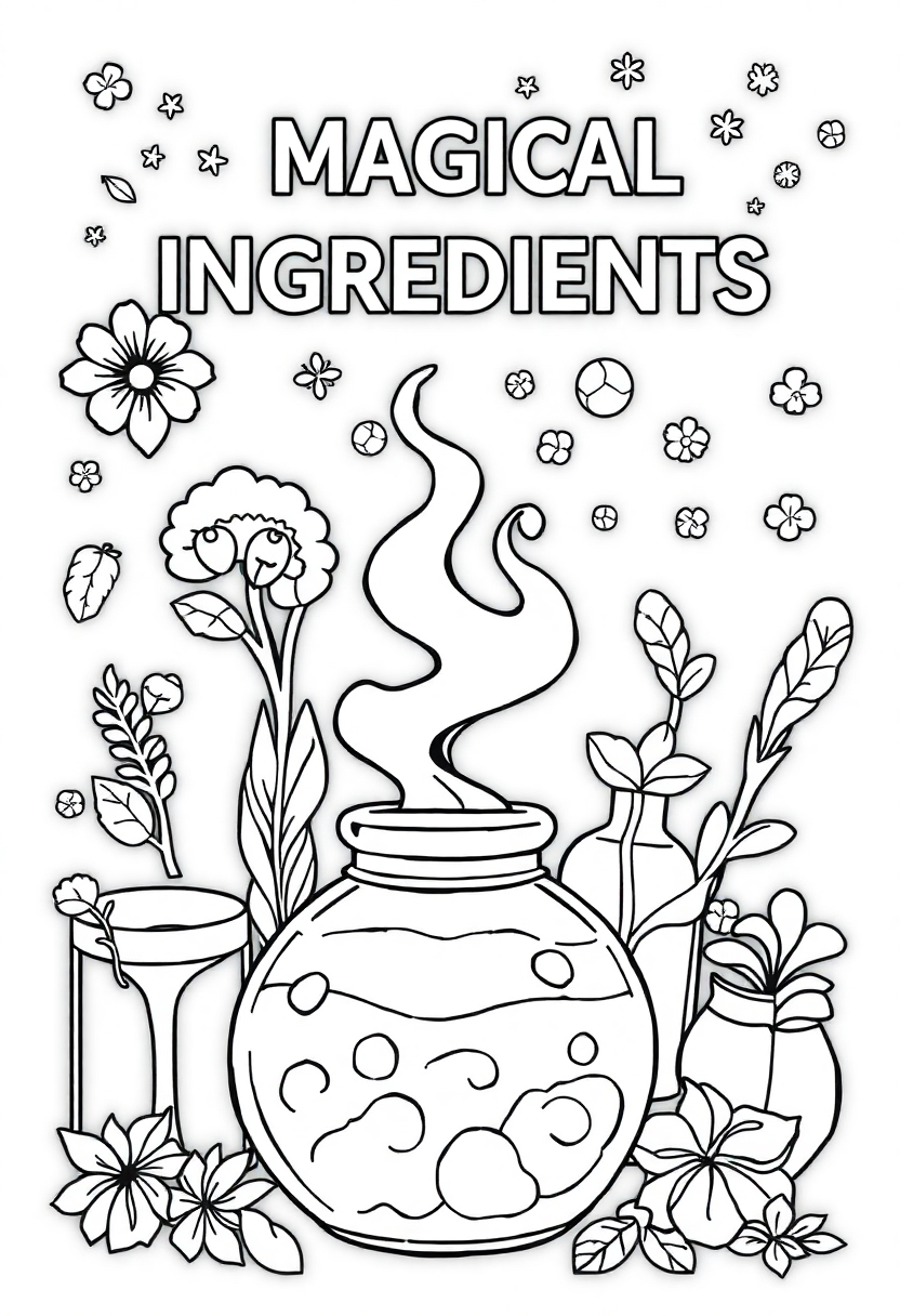 Magical Ingredients Collection coloring page for kids