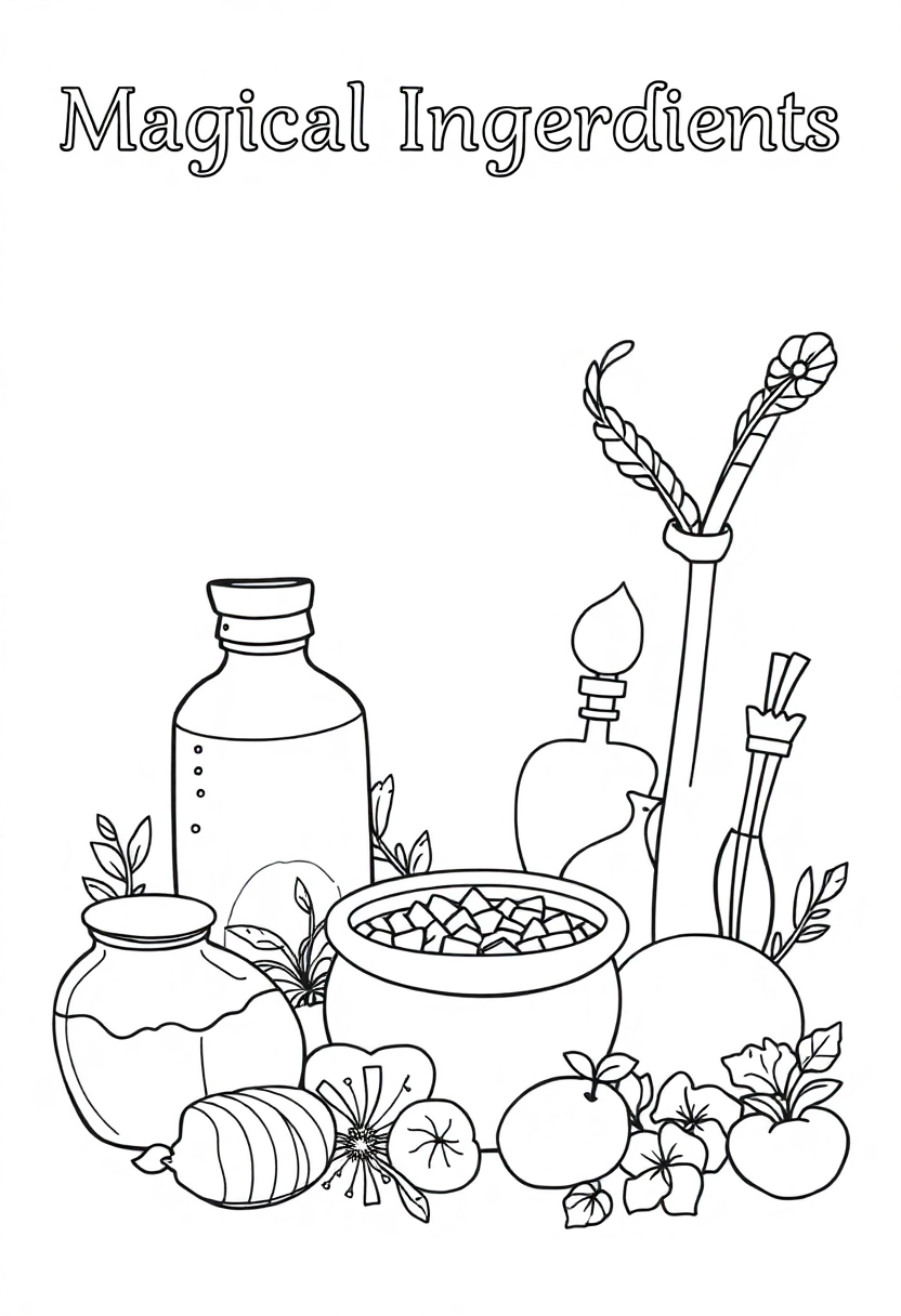 Magical Ingredients Collection coloring page for kids