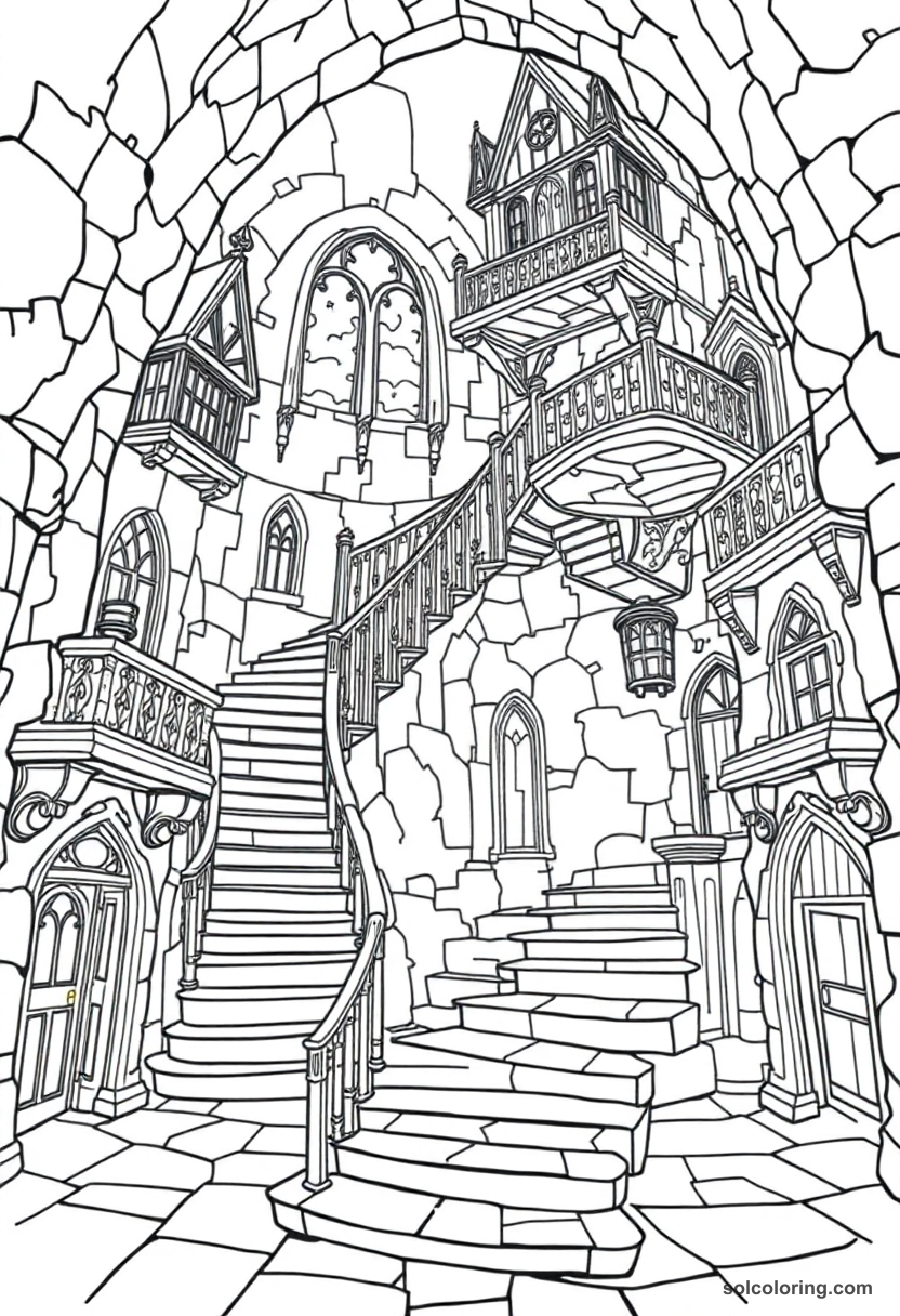 Magical Moving Staircases Inside an Ancient Wizarding Academy
