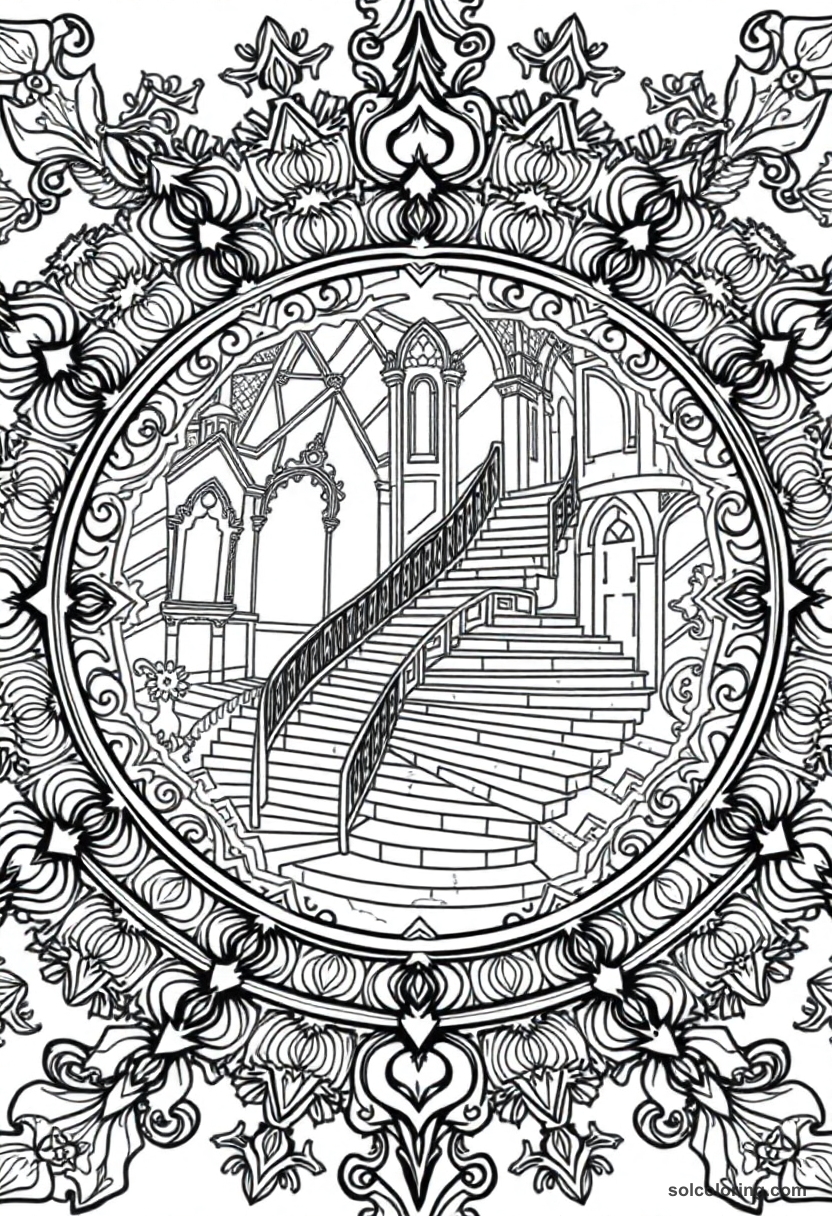 Mandala Magical Moving Staircases Inside an Ancient Wizarding Academy