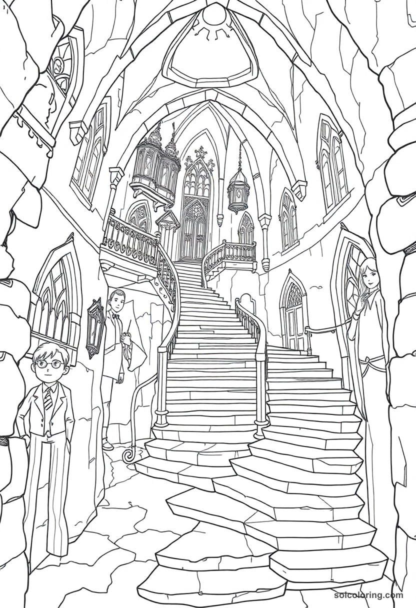 Magical Moving Staircases Inside an Ancient Wizarding Academy