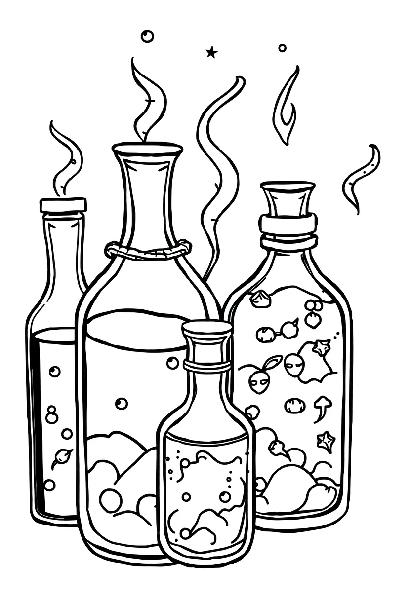 Magical Potion Bottles coloring pages