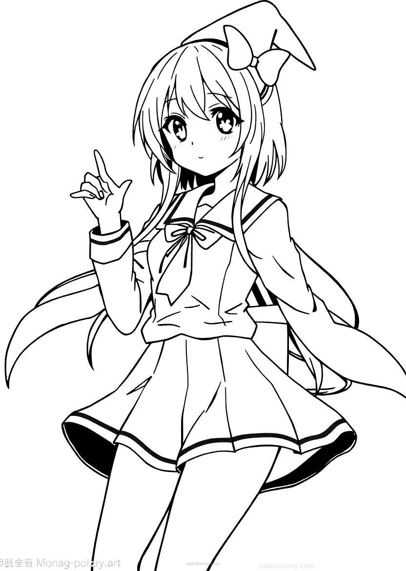Magical School Girl in Uniform coloring page for kids