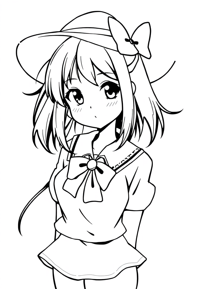 Magical School Girl in Uniform coloring page, free printable