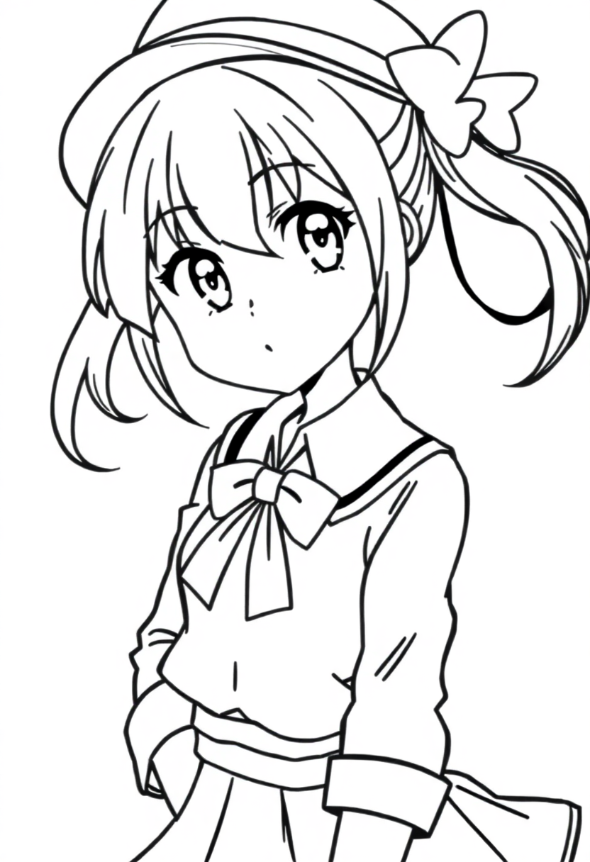 Magical School Girl in Uniform coloring page, free printable