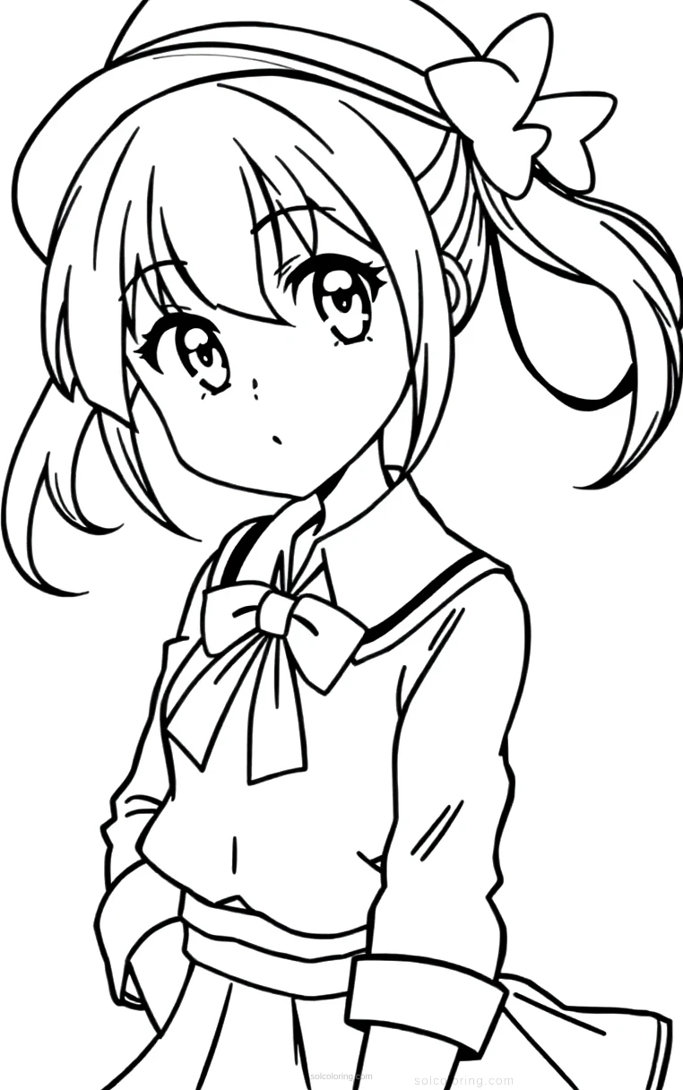 Magical School Girl in Uniform coloring page for kids