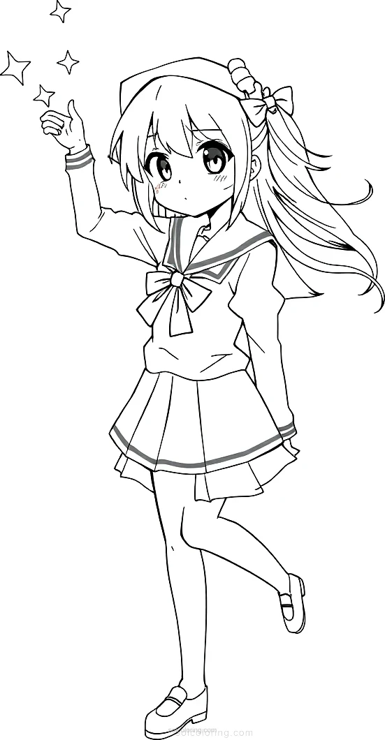 Magical School Girl In Uniform coloring pages
