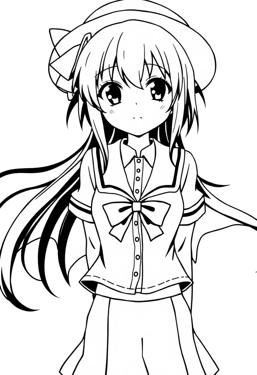 Magical School Girl in Uniform coloring page, free printable