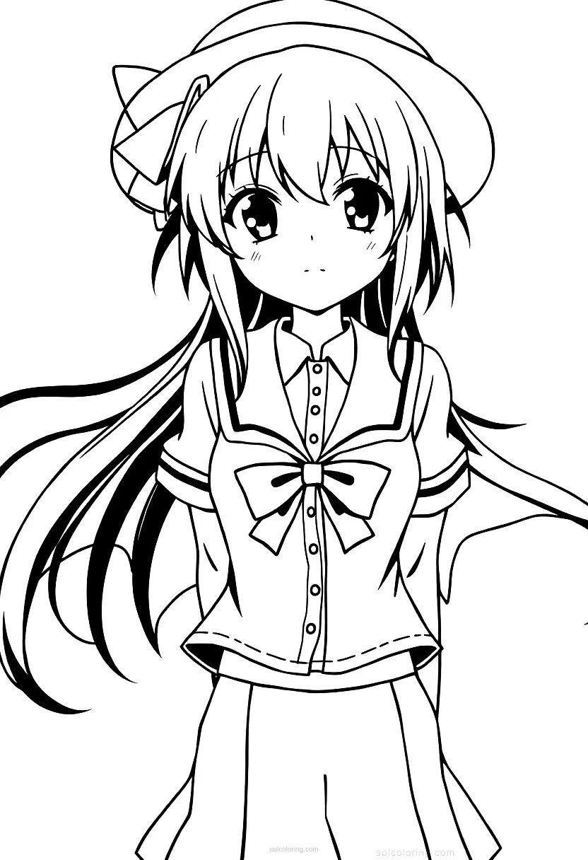 Magical School Girl in Uniform coloring page for kids