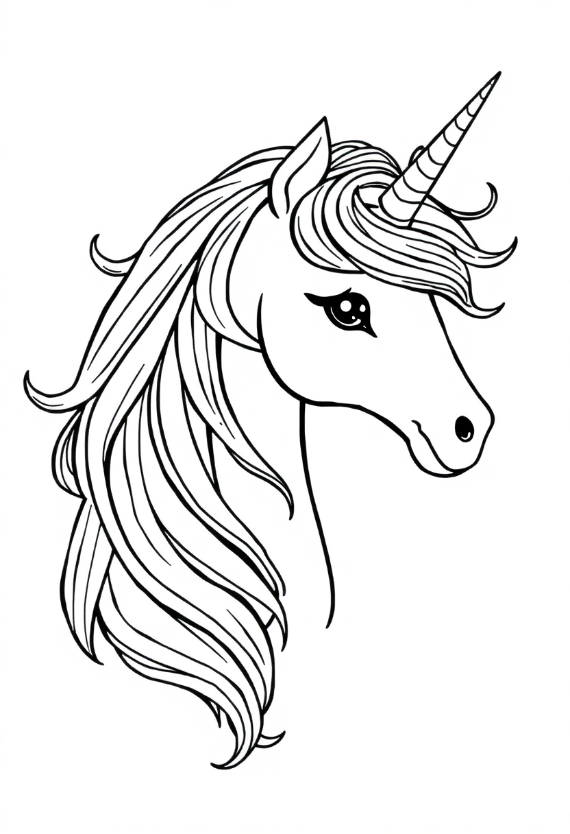 Magical Unicorn With Rainbow Mane coloring pages