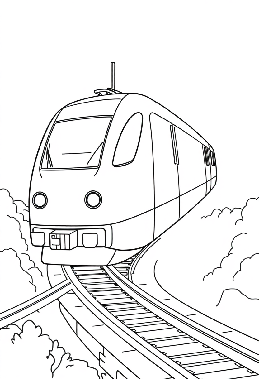 Magnetic Levitation Train coloring page, free printable