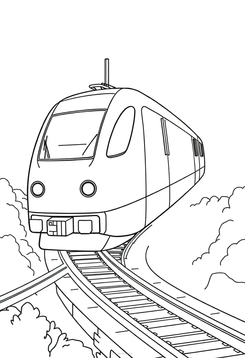 Magnetic Levitation Train coloring page for kids