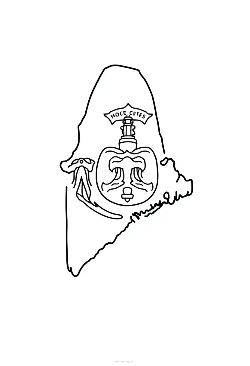 Maine State Flag coloring page for kids