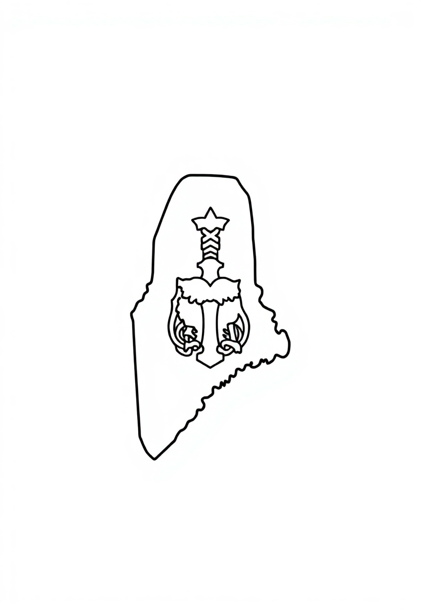 Maine State Flag coloring page, free printable