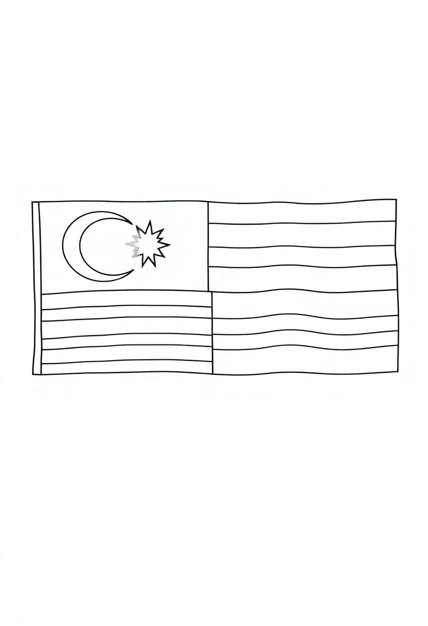 Malaysian Flag coloring page, free printable