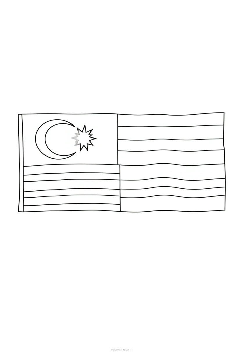 Malaysian Flag coloring page for kids