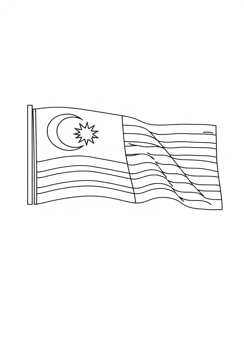Malaysian Flag coloring page, free printable