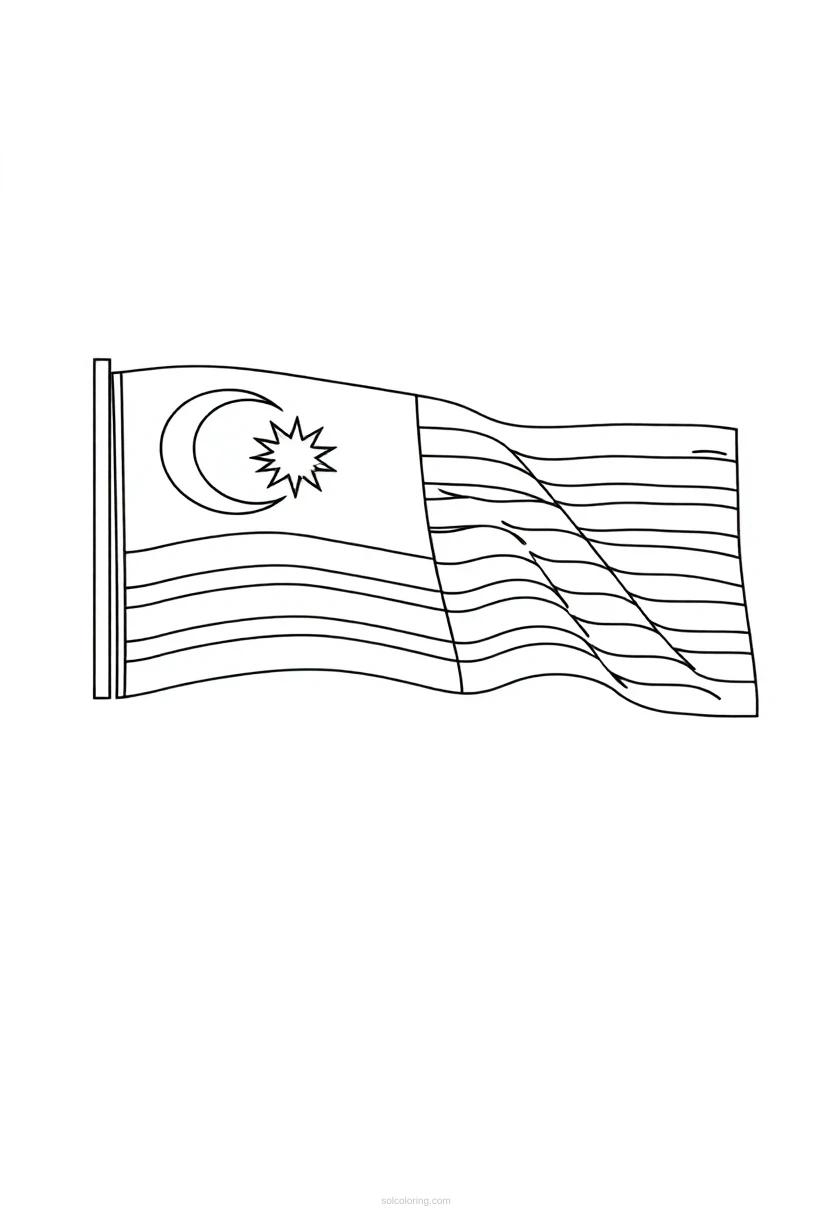 Malaysian Flag coloring page for kids