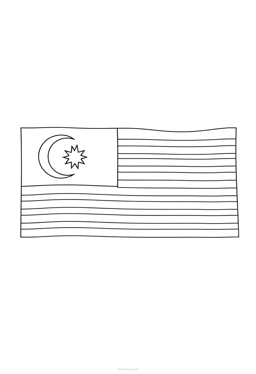 Malaysian Flag coloring page for kids