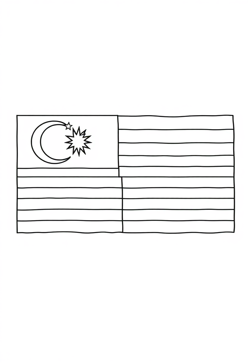 Malaysian Flag coloring page, free printable