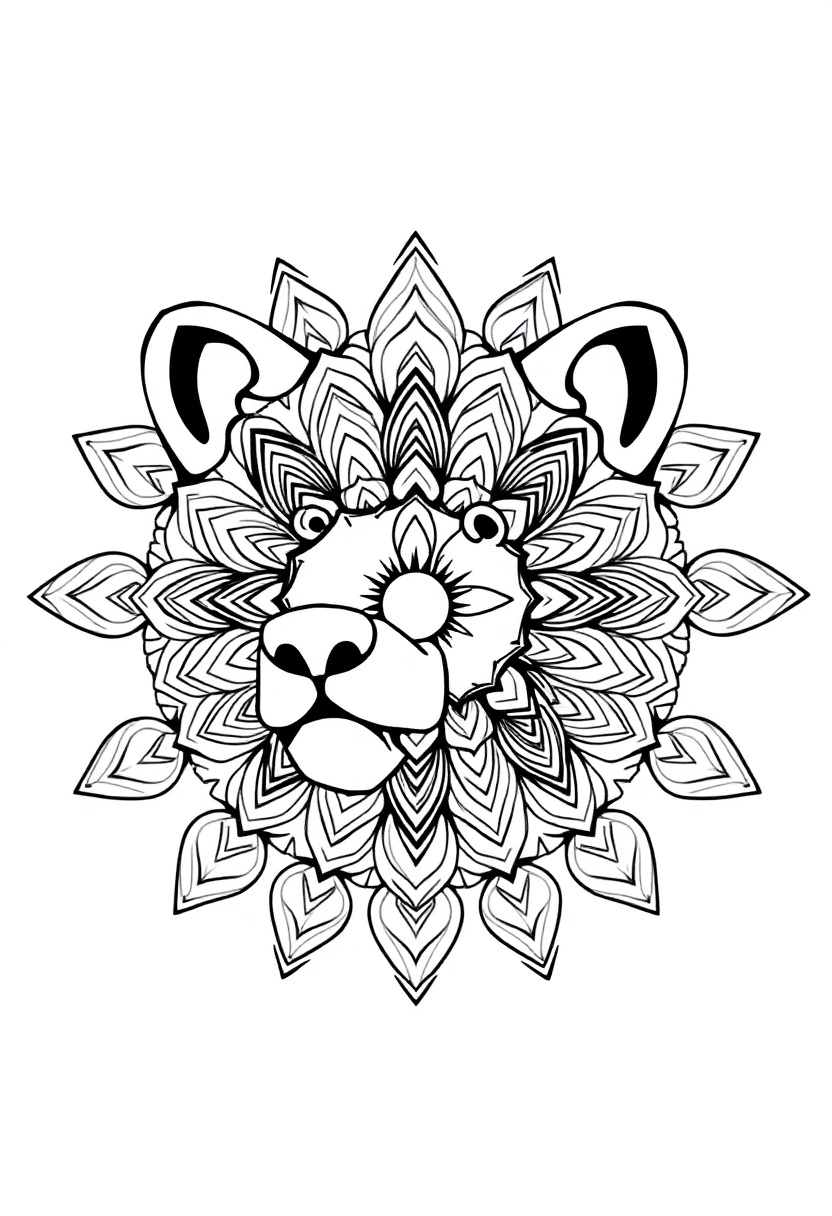 Mandala Bear coloring page for kids