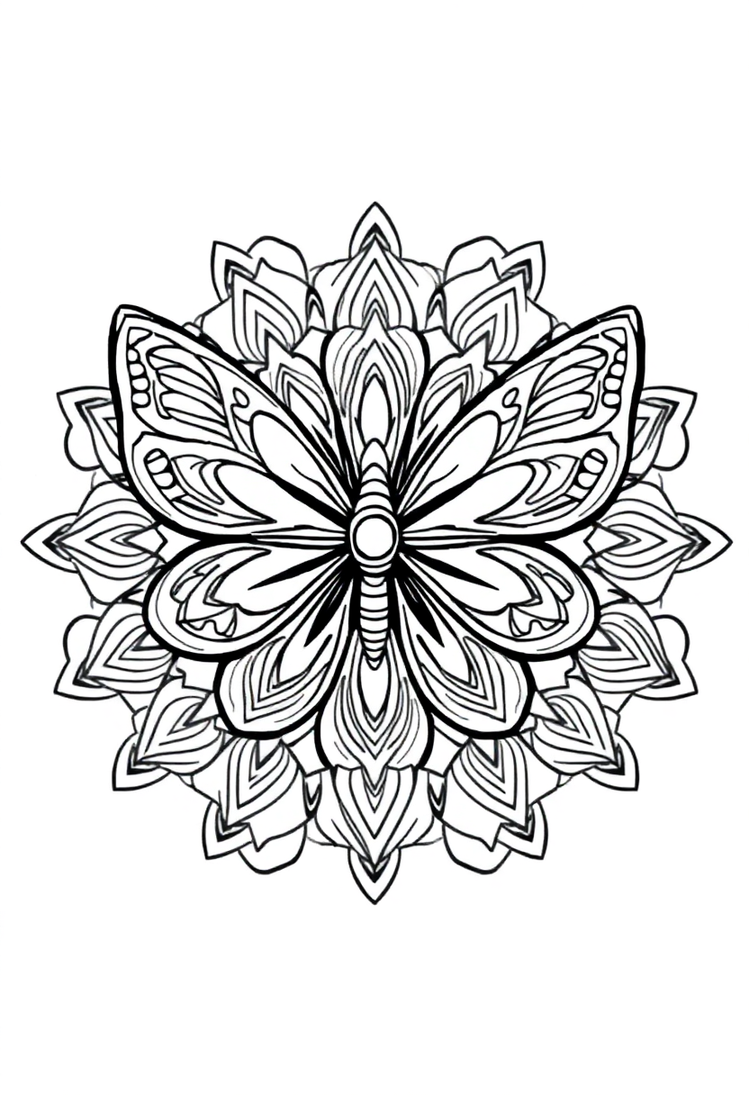 Mandala Butterfly coloring page for kids