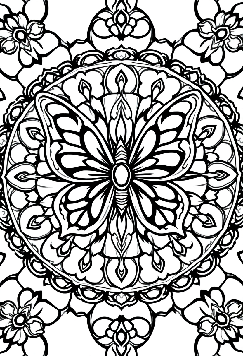 Mandala Butterfly coloring page for kids