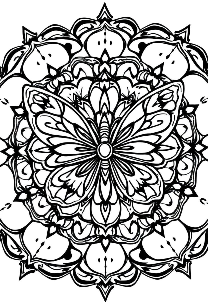 Mandala Butterfly coloring page for kids