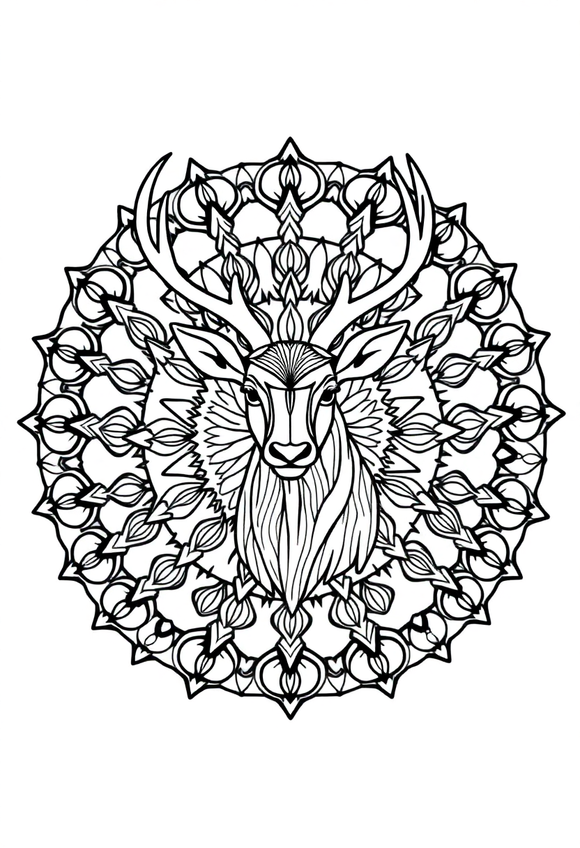 Mandala Deer coloring page for kids