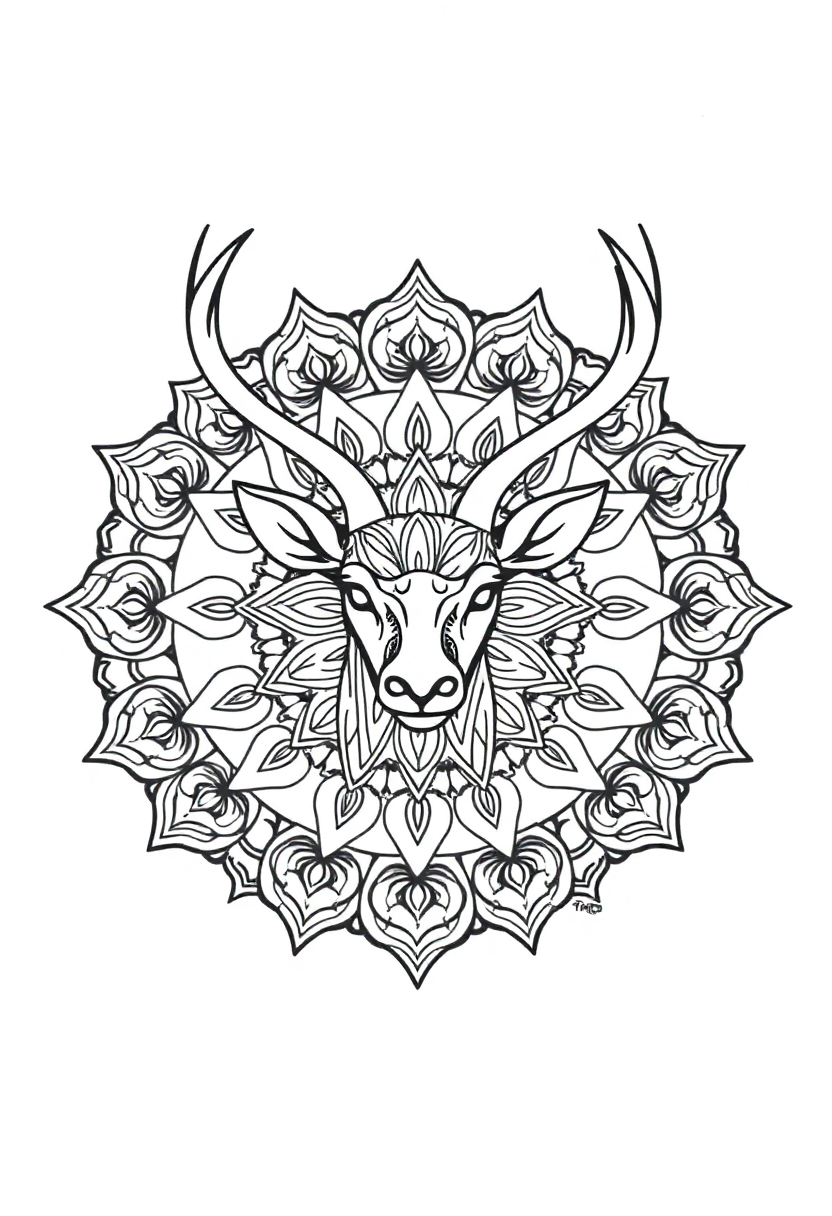 Mandala Deer coloring page for kids