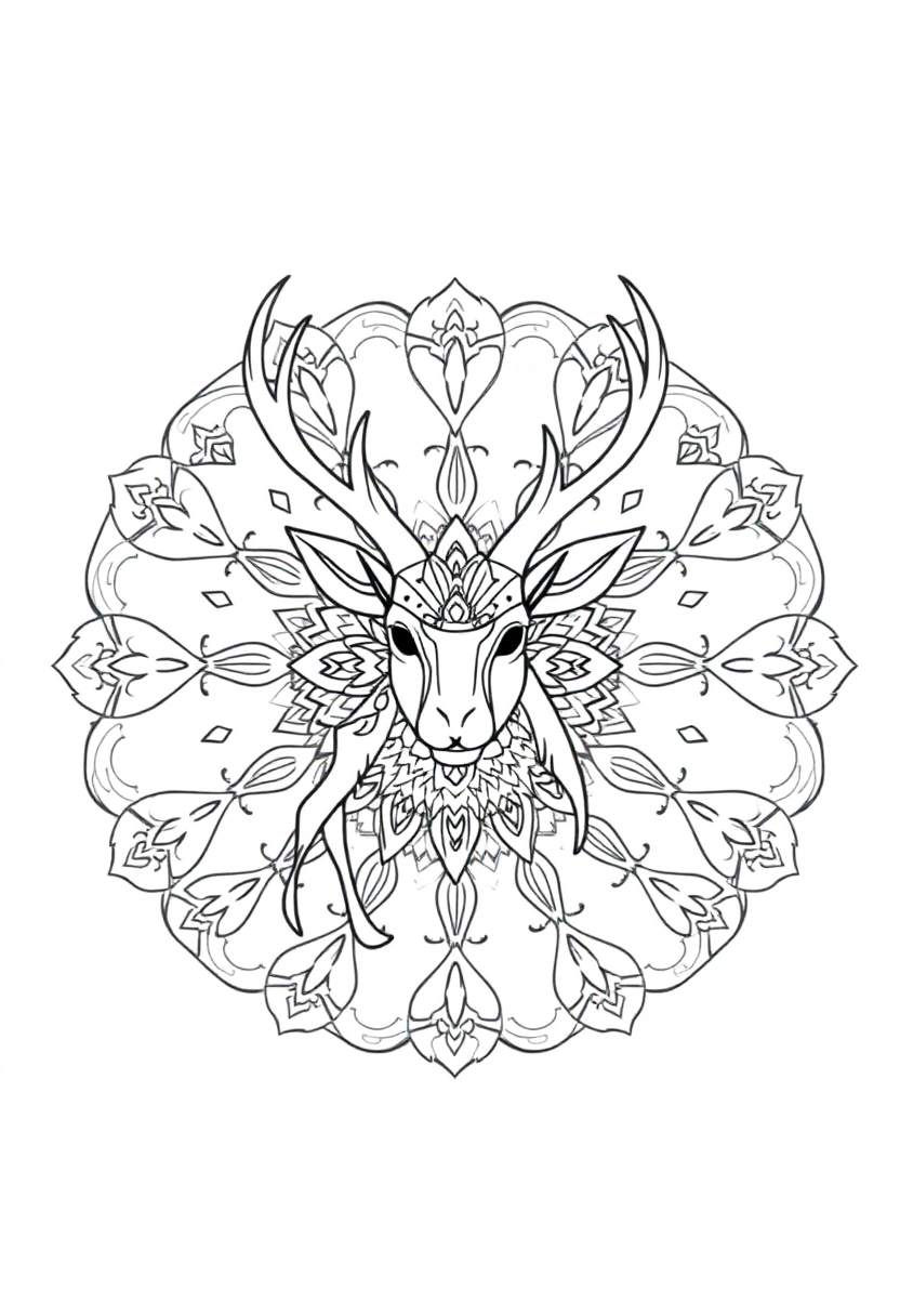 Mandala Deer coloring page for kids