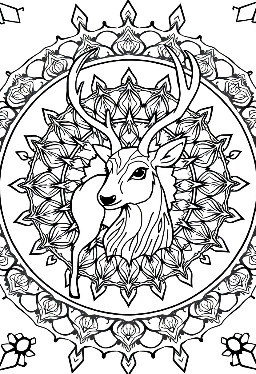 Mandala Deer coloring page for kids