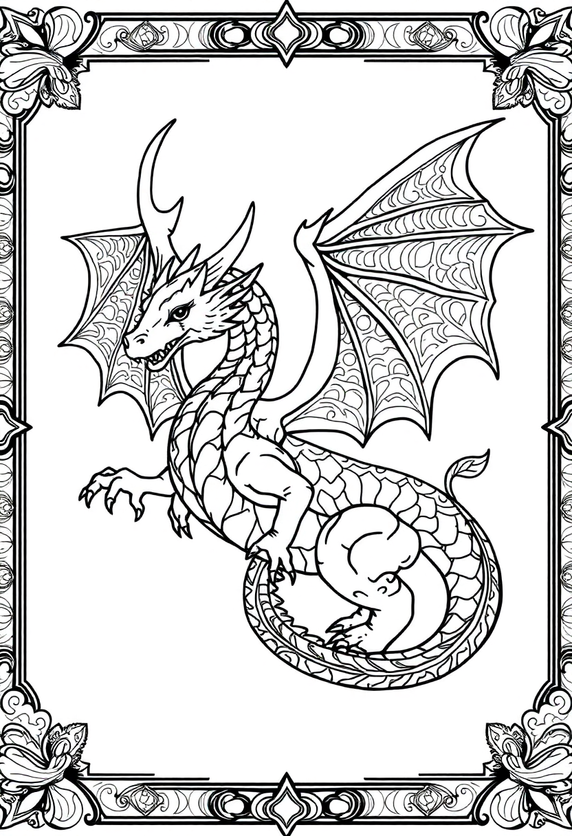 Mandala Dragon coloring page for kids