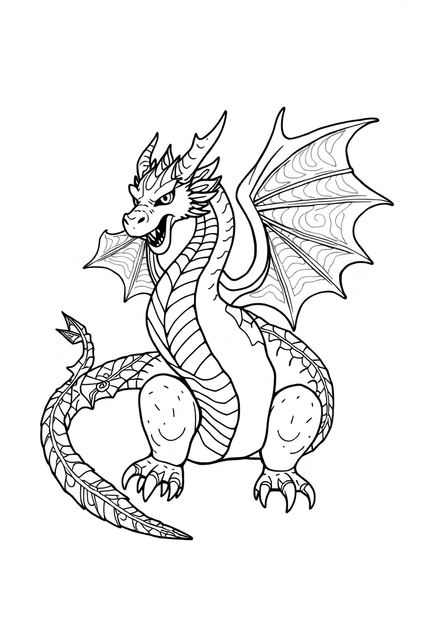 Mandala Dragon coloring page for kids